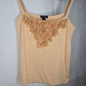 J. Crew Cami Top Soft Neutral Blush Cotton Silk Feminine Ruffle Romantic Boho M